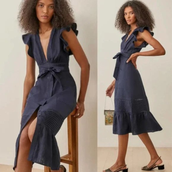 Reformation Dresses & Skirts - REFORMATION Lili Ruffle Linen Midi Dress (new with TAG)